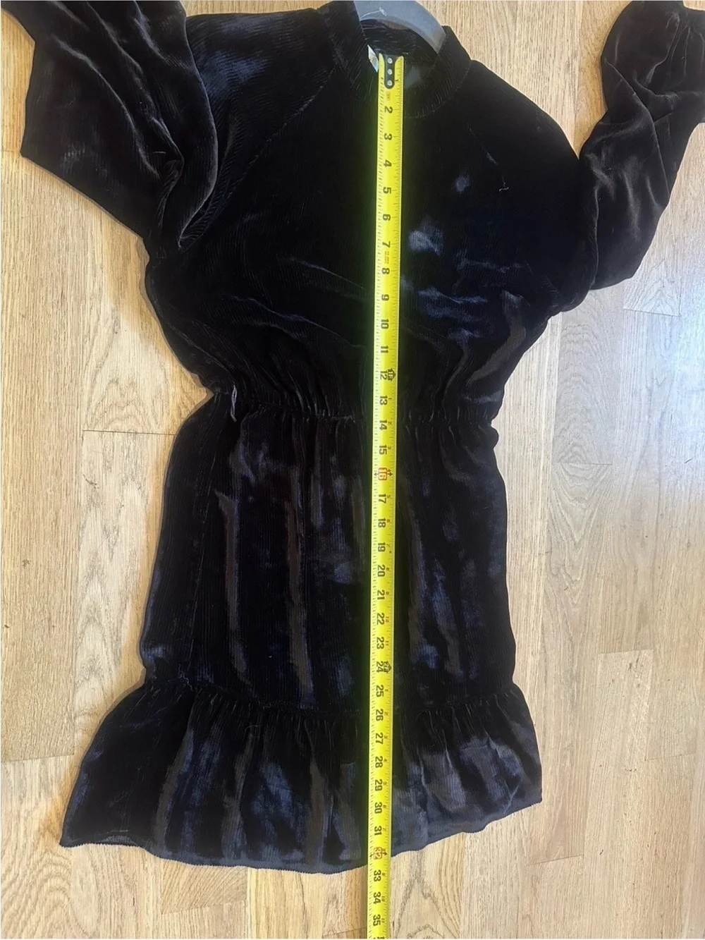 Cloth & Stone Silk Blend Ribbed Velvet Mini Dress Black XS NWOT - Picture 7 of 10